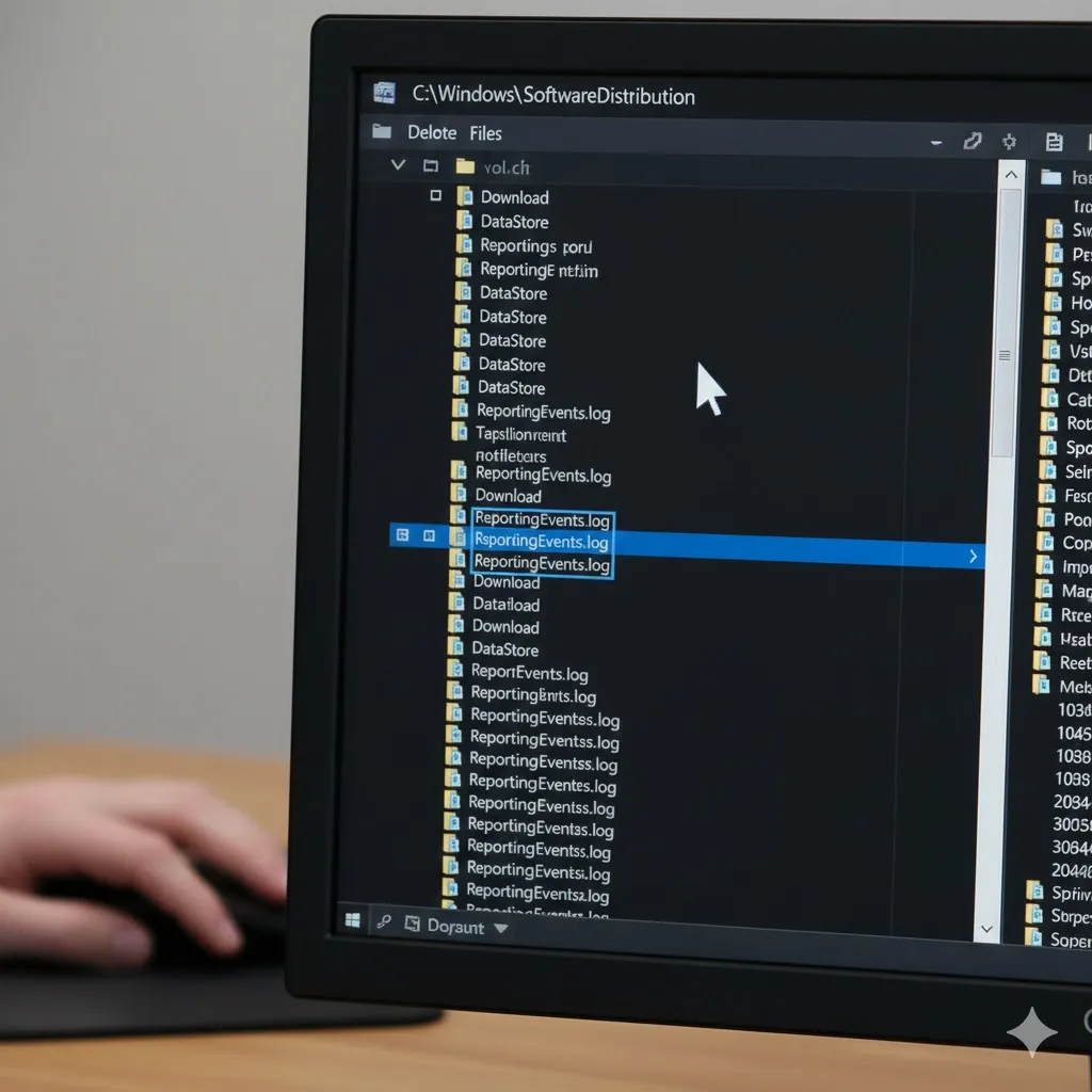 Deleting SoftwareDistribution folder to fix corrupted Windows update files.