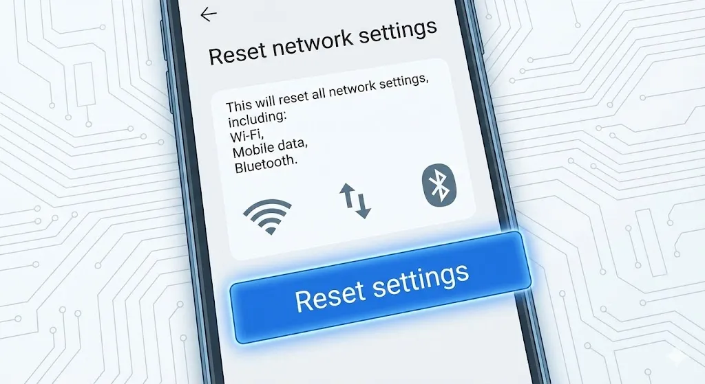 Resetting network settings on Samsung Android phone to fix Wi-Fi drops.
